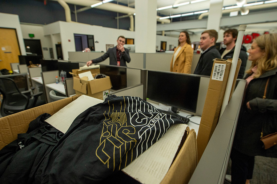 The Front Office crew touring the Portland Trailblazers facility.