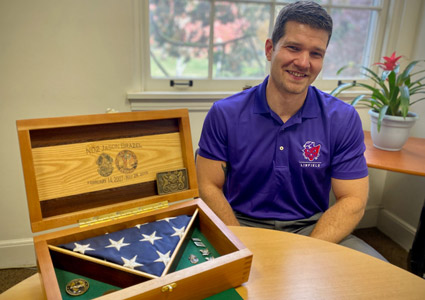 Jason Brazel with his military shadow box