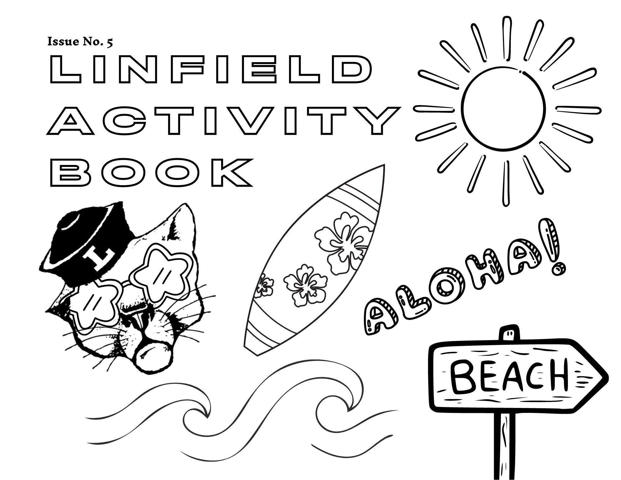 Summer themed coloring page from the Linfield Activity Book.