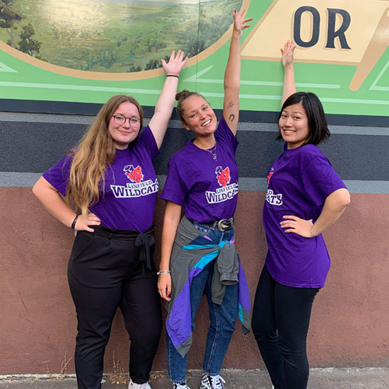 Three students on a field trip