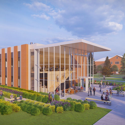 aerial photo of the new science complex.