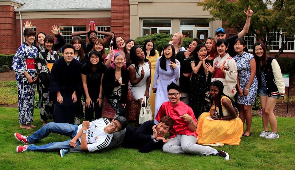 Exchange students group photo outside of Dillin