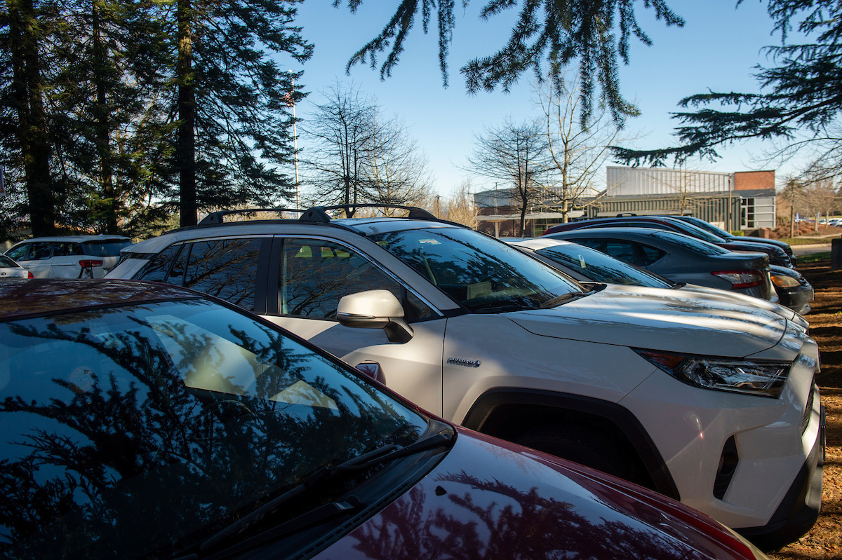 parking lot on Portland campus