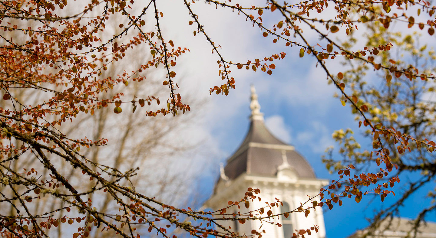 Pioneer Hall in the spring