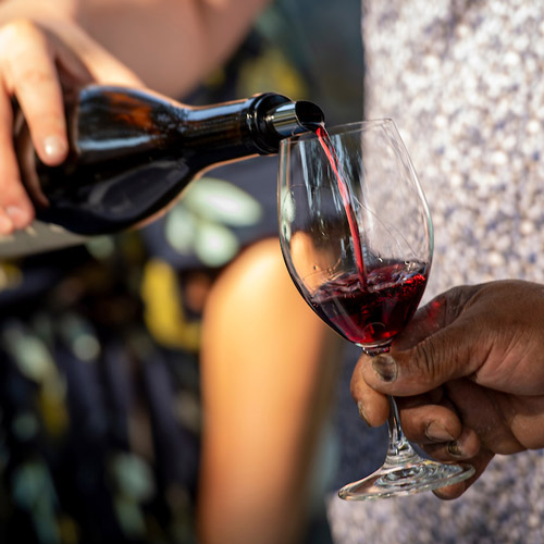 wine pouring into a glass